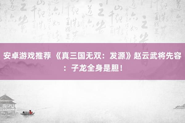 安卓游戏推荐 《真三国无双：发源》赵云武将先容：子龙全身是胆！